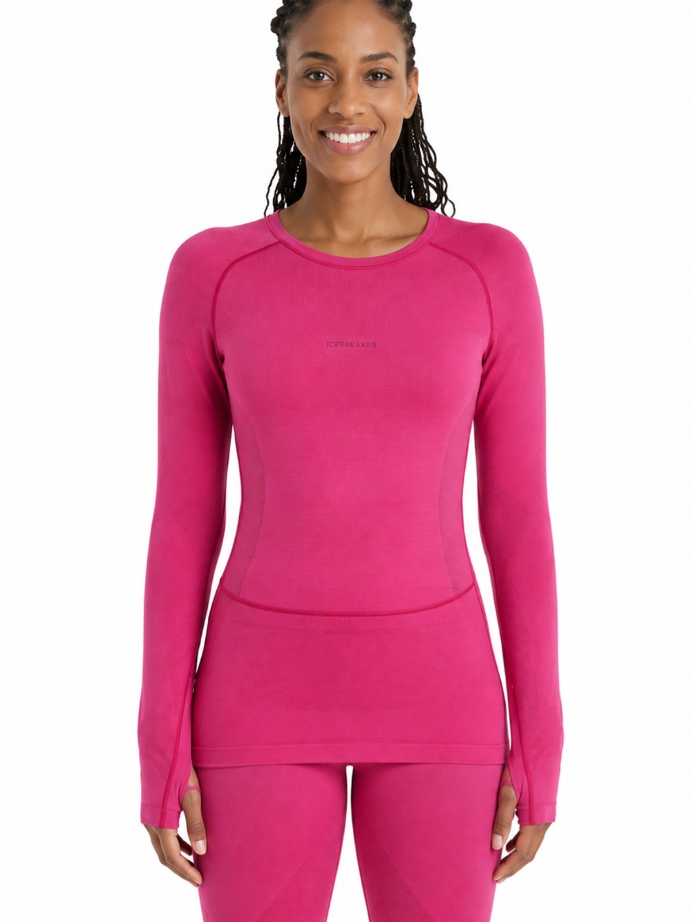 ICEBREAKER 260 ZoneKnit Merino Long Sleeve Crew Thermal Top Pink Size XL